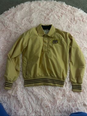 American West Yellow Pullover Bomber Jacket with Striped Ribbing